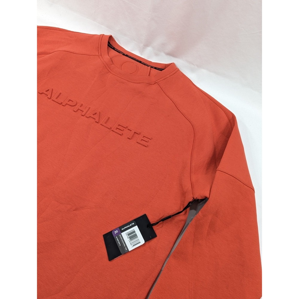 New With Tags Spellout Alphalete ELMTS Long Sleeve Pullover‎ - Orange , Size  XL